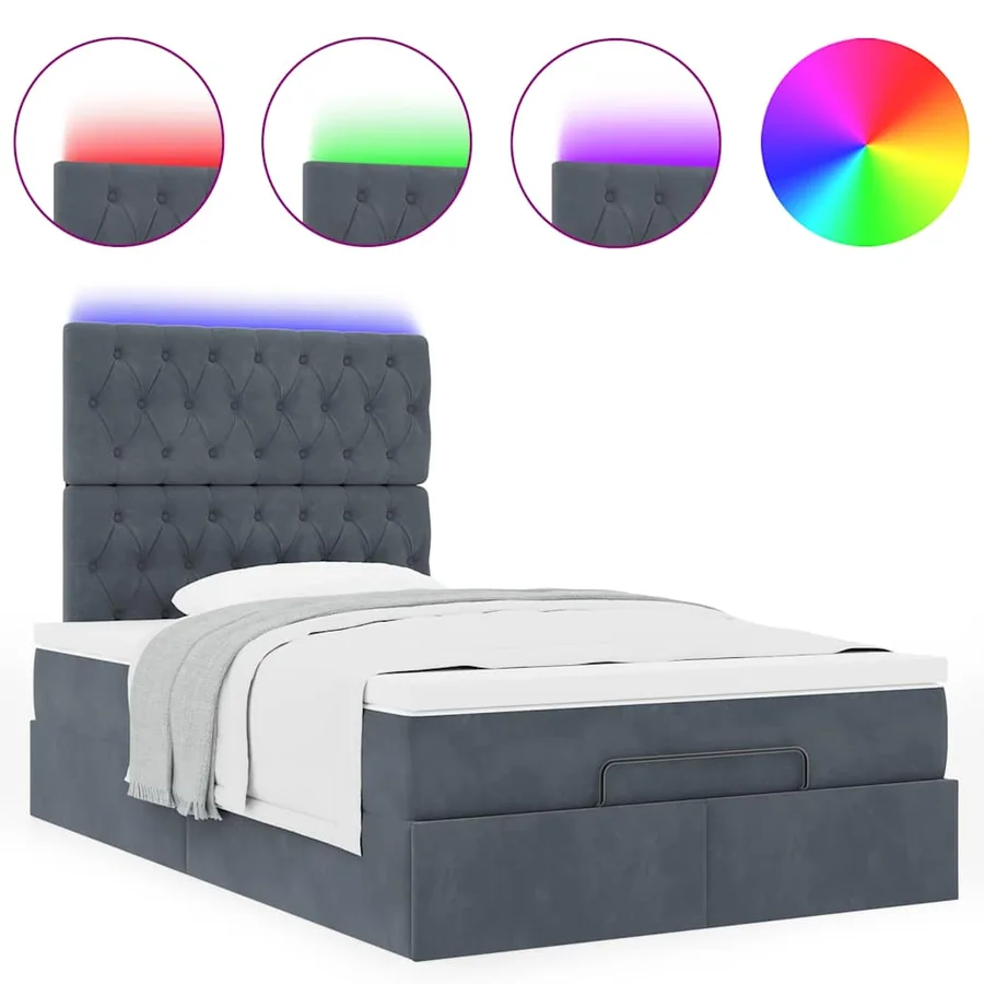 Cadre de lit ottoman et matelas gris foncé 120x200 cm velours - 5