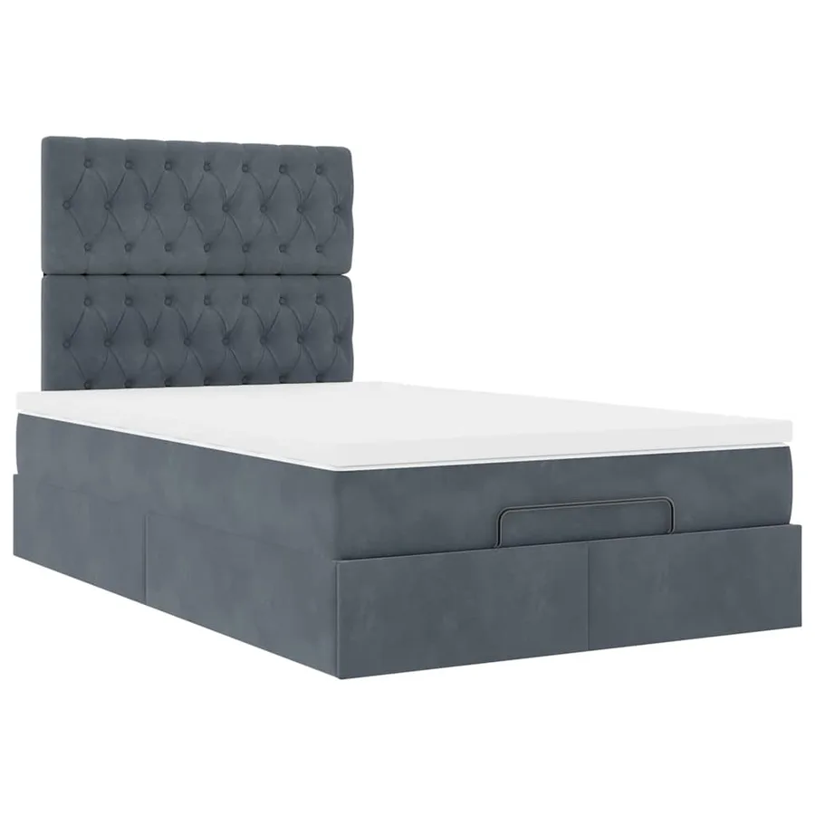 Cadre de lit ottoman et matelas gris foncé 120x200 cm velours - 7