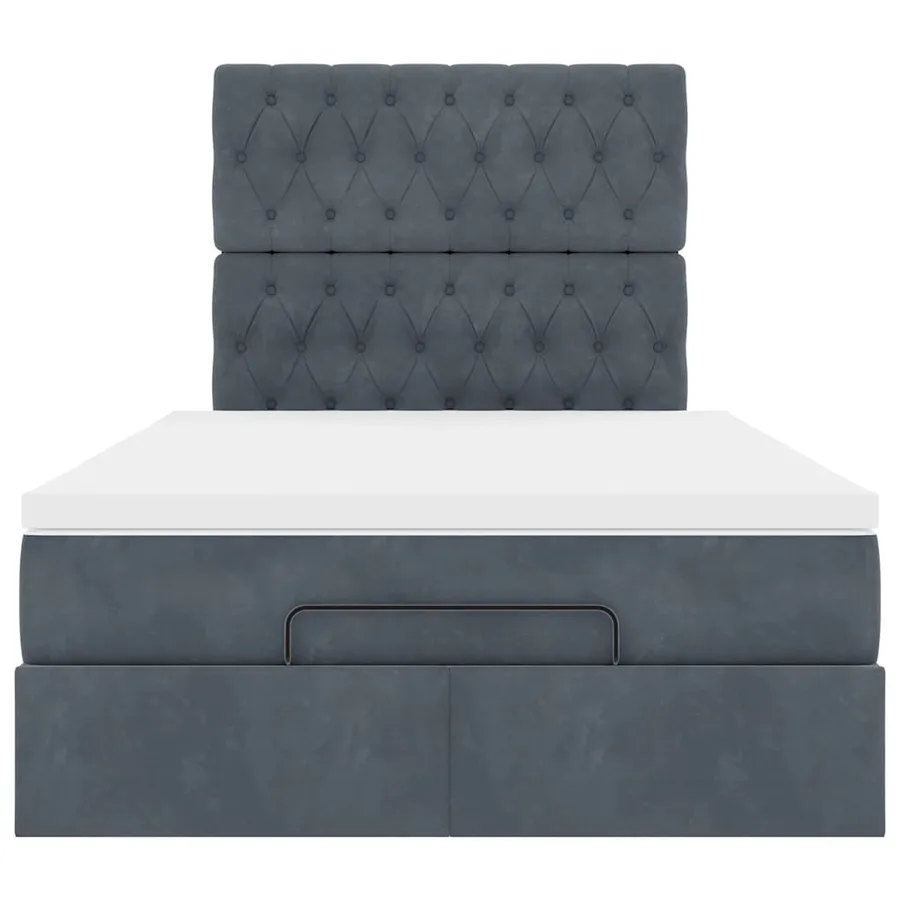 Cadre de lit ottoman et matelas gris foncé 120x200 cm velours - 8