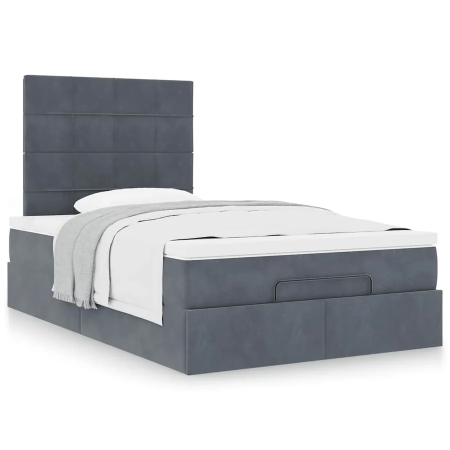 Cadre de lit ottoman et matelas gris foncé 120x200 cm velours - 4