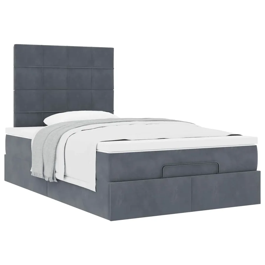 Cadre de lit ottoman et matelas gris foncé 120x200 cm velours - 5