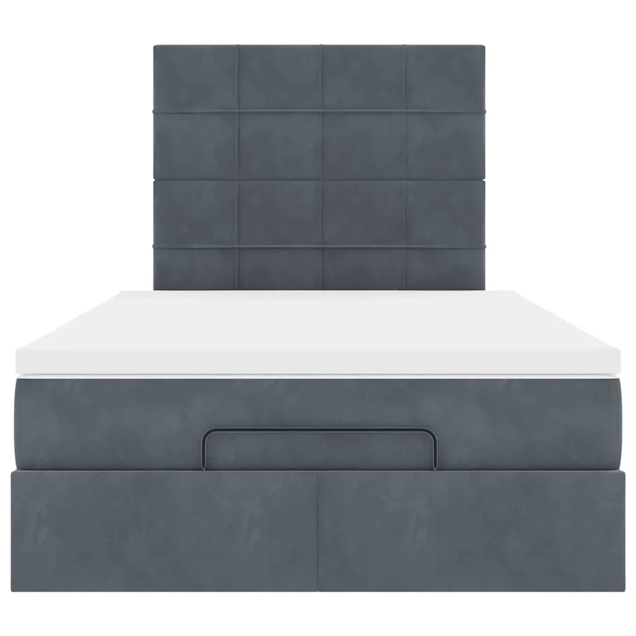 Cadre de lit ottoman et matelas gris foncé 120x200 cm velours - 7