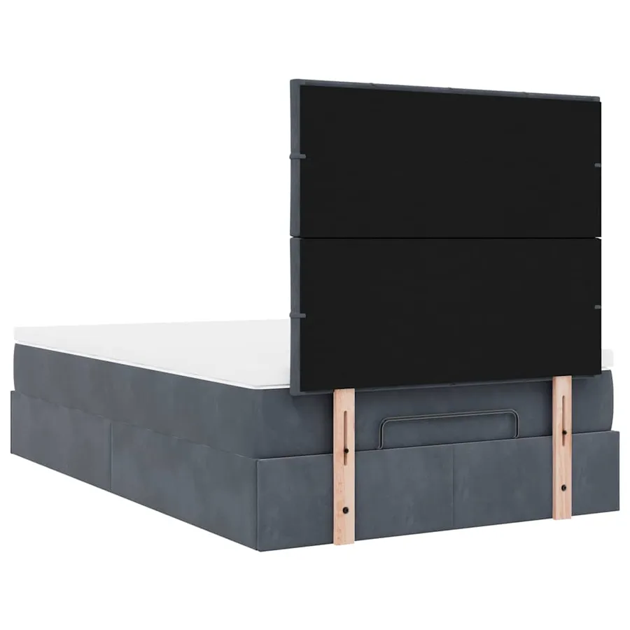 Cadre de lit ottoman et matelas gris foncé 120x200 cm velours - 9