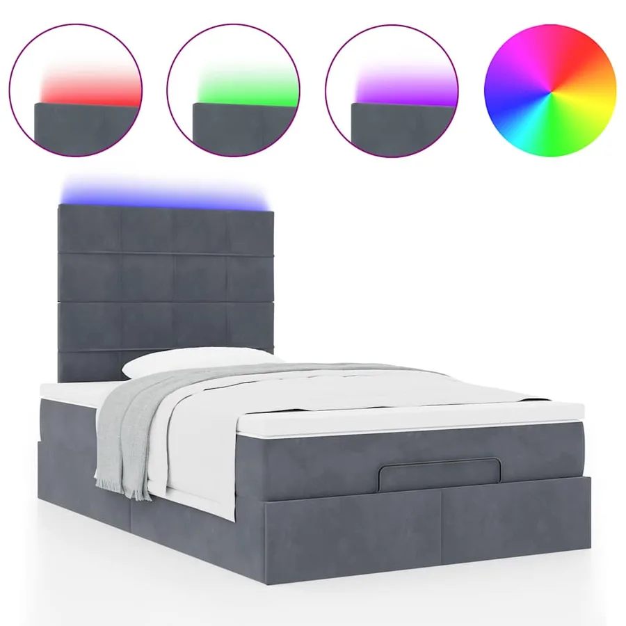 Cadre de lit ottoman et matelas gris foncé 120x200 cm velours - 5