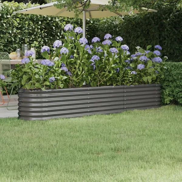 Lit surélevé de jardin Acier galvanisé 224x40x36 cm gris