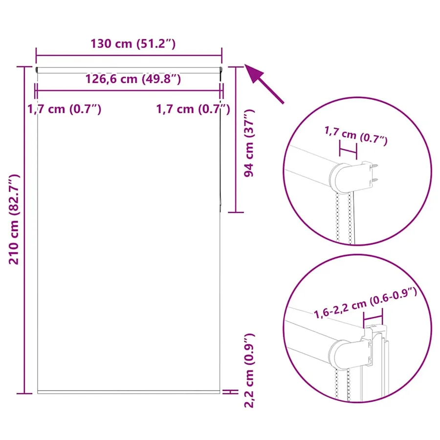 Store enrouleur occultant café 130x210cm largeur du tissu - 18