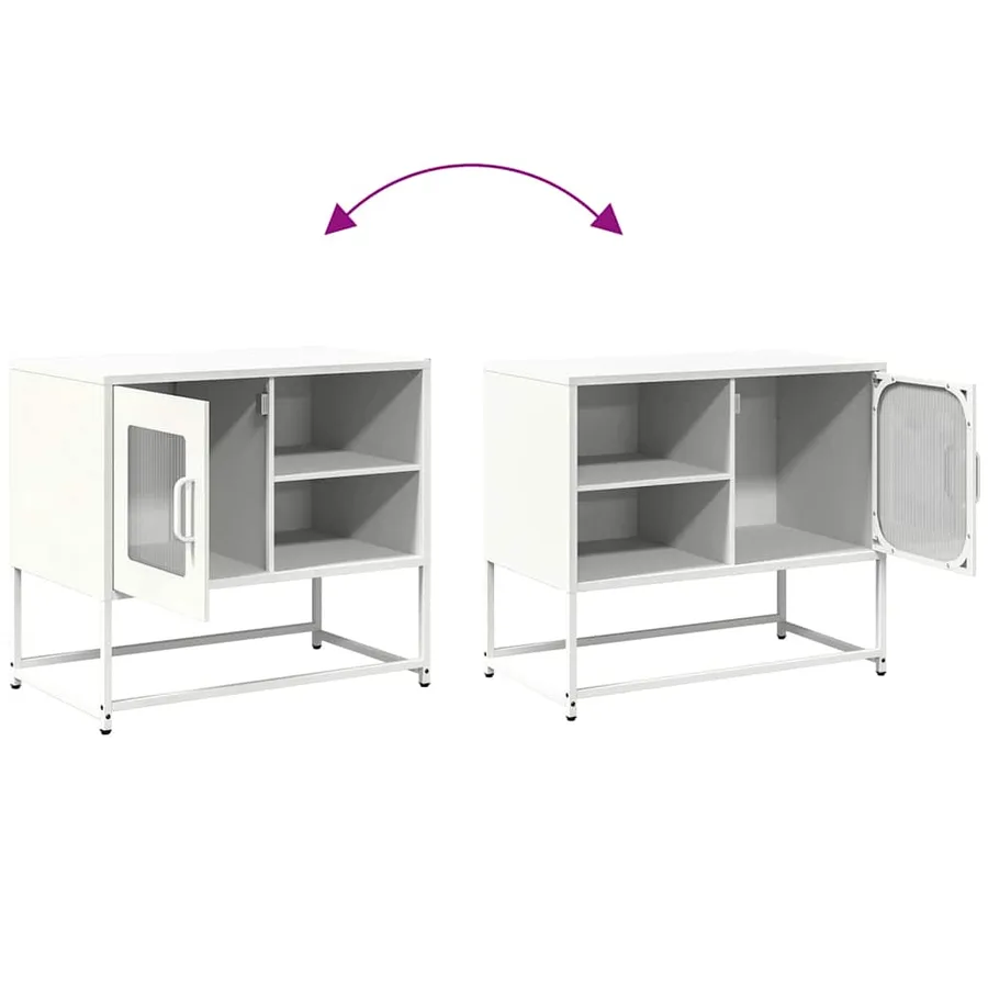 Meuble TV blanc 68x39x60,5 cm acier - 10