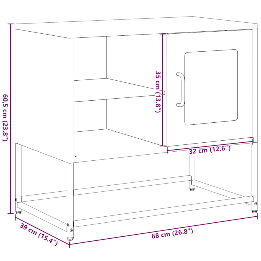 Meuble TV blanc 68x39x60,5 cm acier - 14