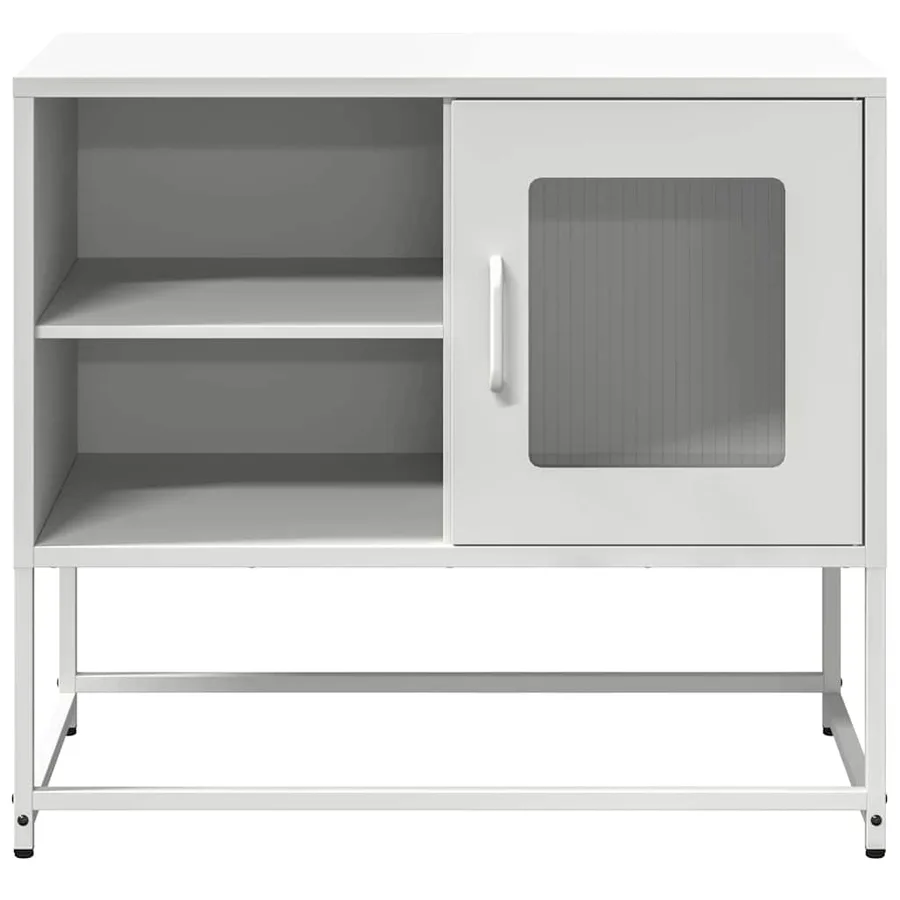 Meuble TV blanc 68x39x60,5 cm acier - 5