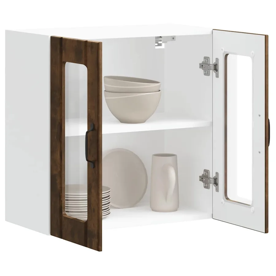 Armoire murale de cuisine avec porte vitrée "Lucca" Chêne fumé Bois d'ingénierie - 5