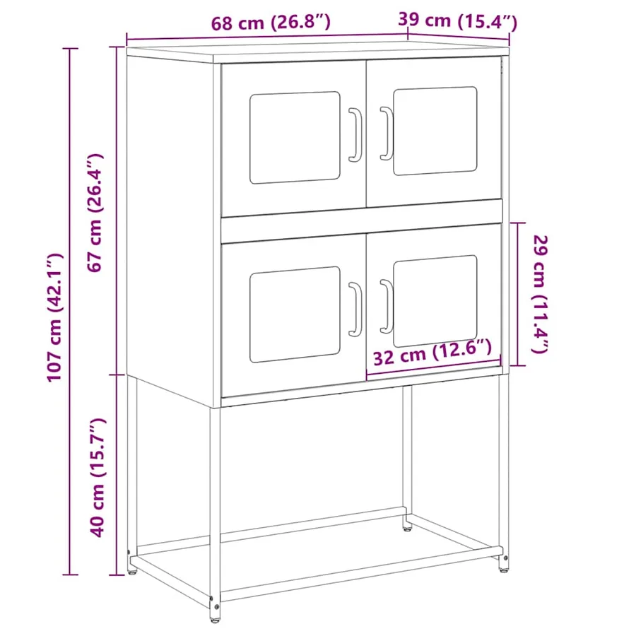 Buffet haut rose 68x39x107 cm acier - 13