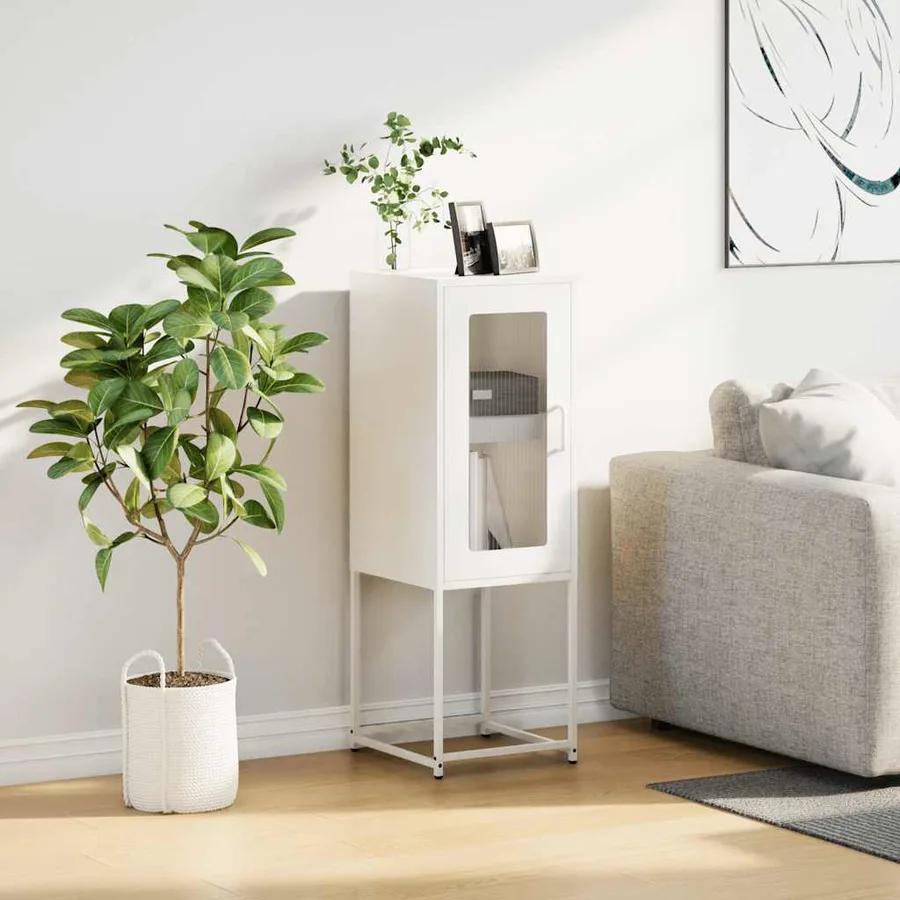 Buffet blanc 36x39x107 cm acier laminé à froid - 3
