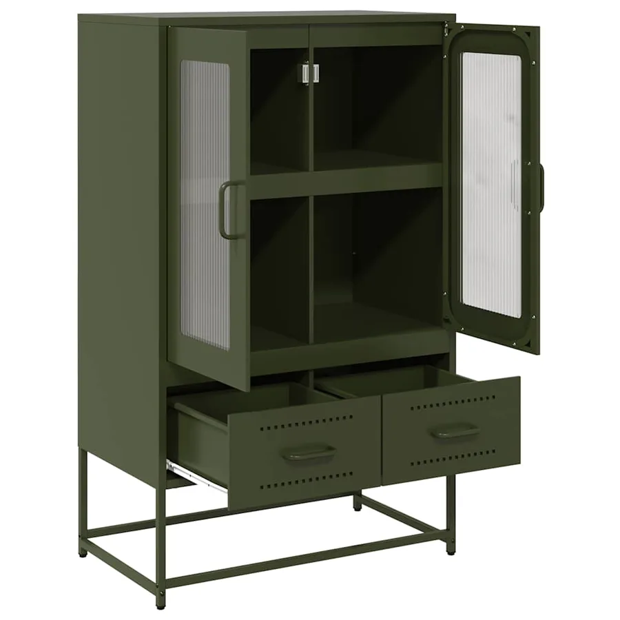 Buffet haut vert olive 68x39 x111,5 cm acier - 6