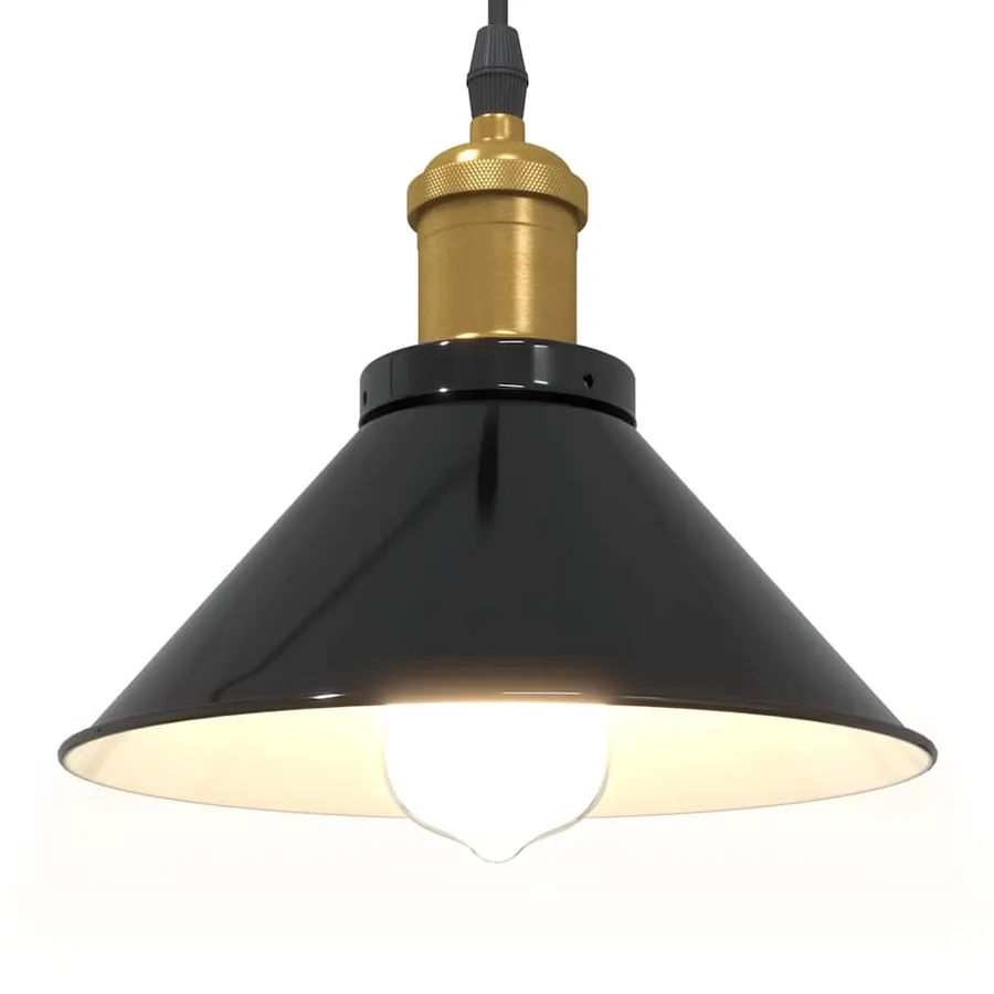 Lampe suspendue réglable hauteur E27 noir brillant Ø22 cm métal - 5