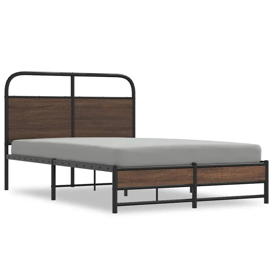 Cadre de lit sans matelas 140x190 cm chêne marron - 2