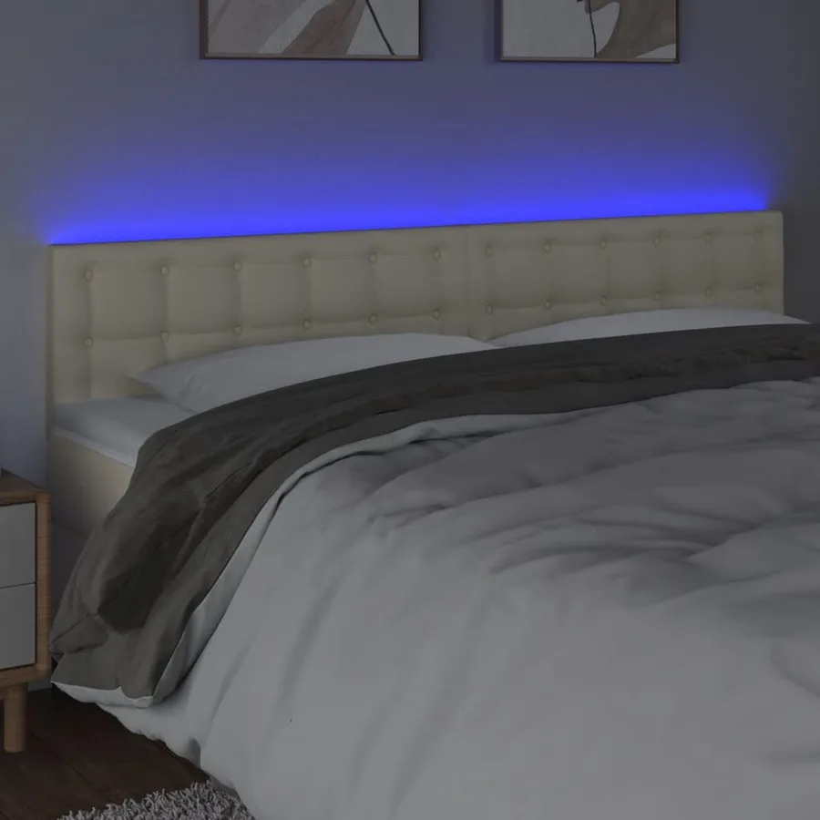 Tête de lit à LED Crème 180x5x78/88 cm Similicuir - 3