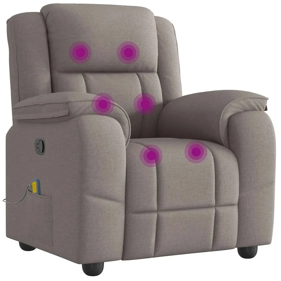 Fauteuil de massage inclinable Taupe Tissu - 6