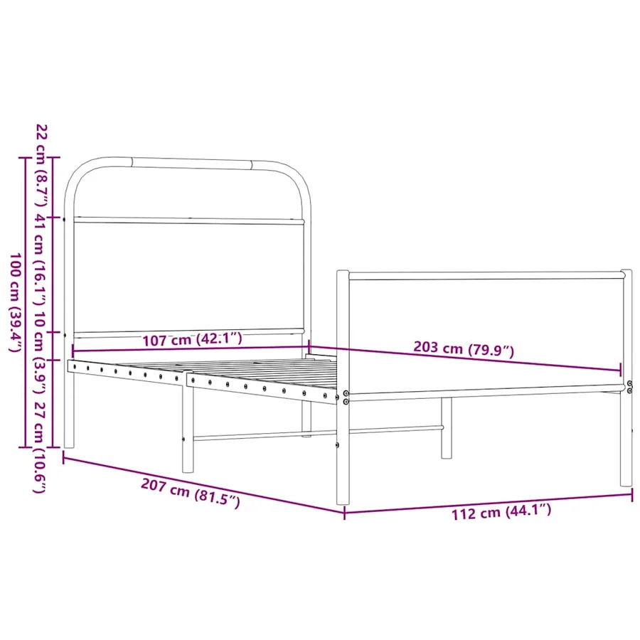 Cadre de lit sans matelas 107x203 cm chêne marron - 9