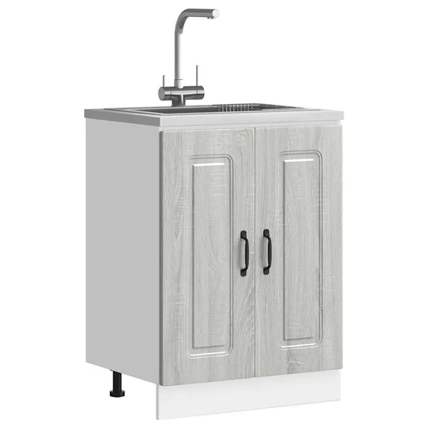 Meuble bas pour évier Kalmar sonoma gris bois d'ingénierie