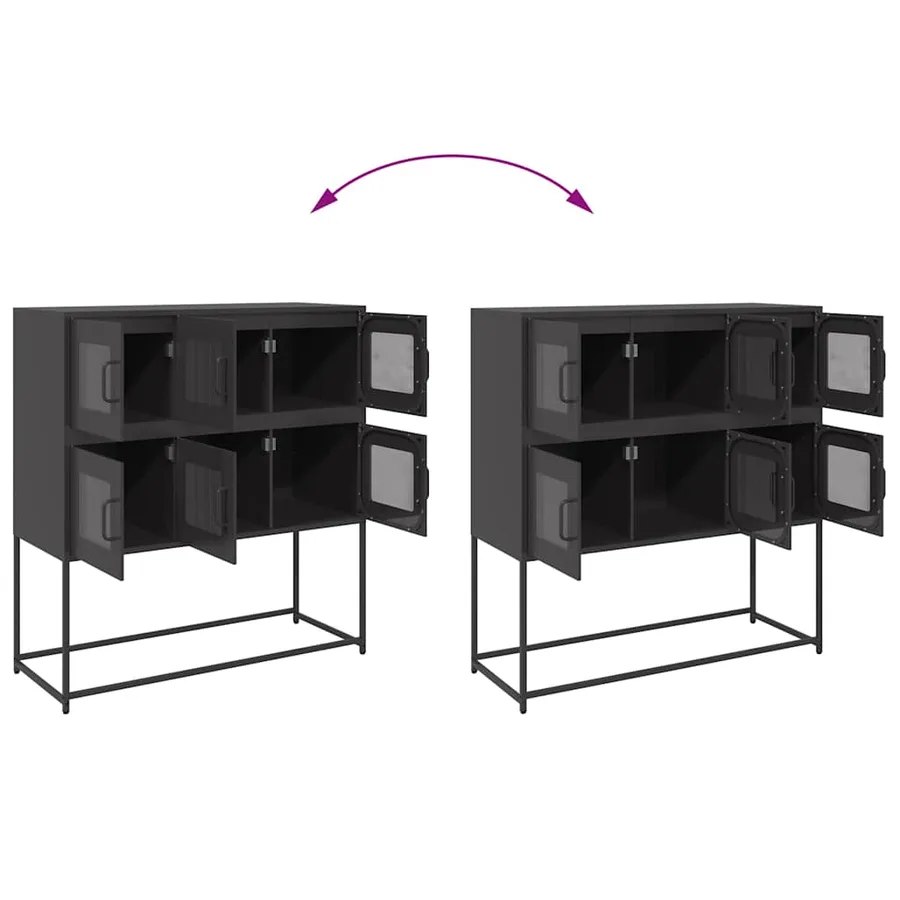 Buffet noir 100,5x39x107 cm acier laminé à froid - 10