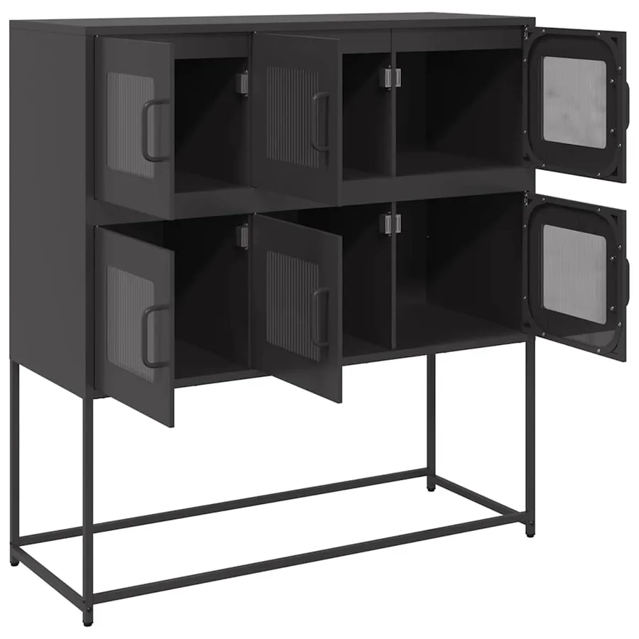 Buffet noir 100,5x39x107 cm acier laminé à froid - 6