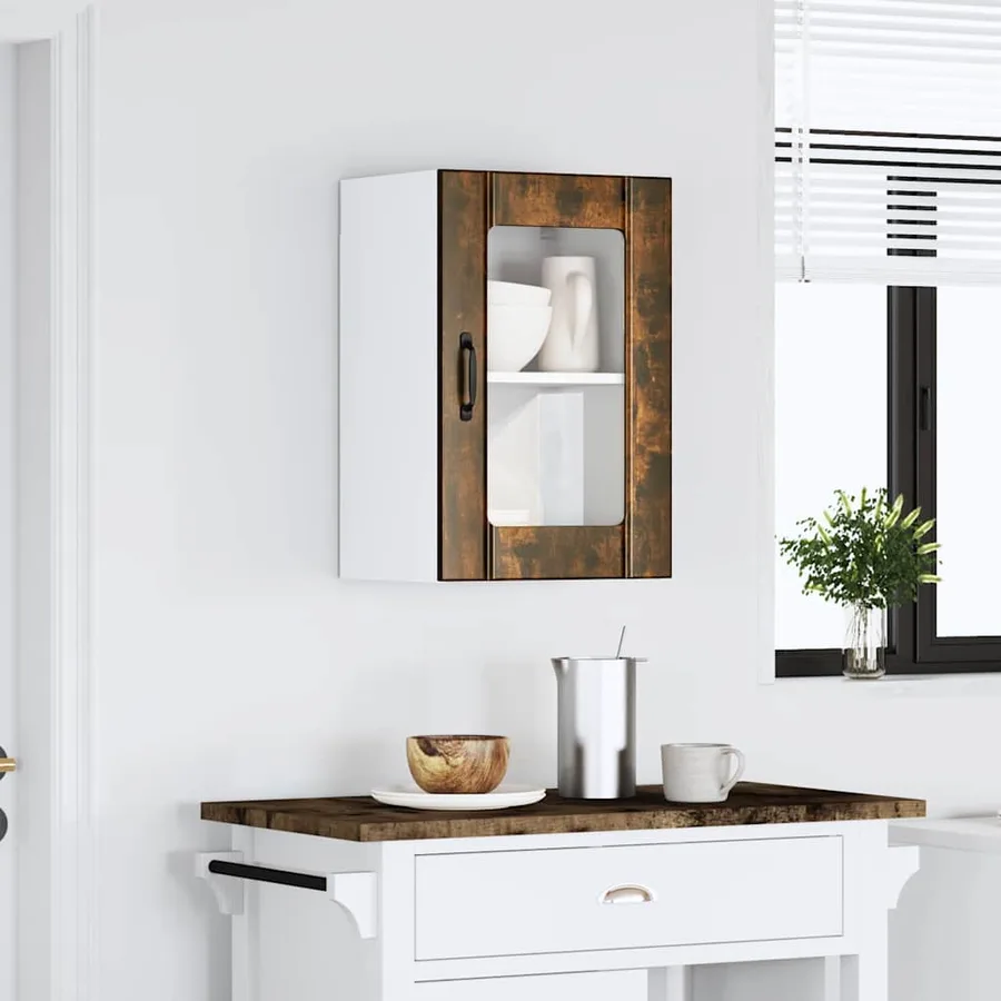 Armoire murale de cuisine avec porte en verre Lucca chêne fumé - 3