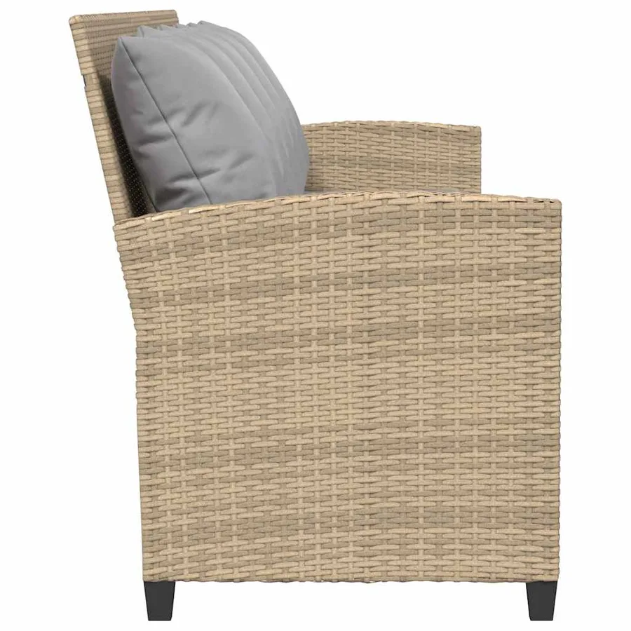 Canapé de jardin avec coussins 5 places beige résine tressée - 5