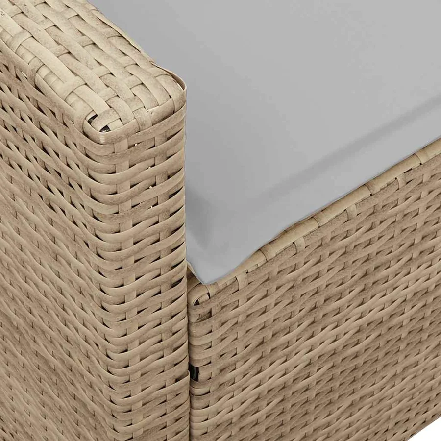Canapé de jardin avec coussins 5 places beige résine tressée - 8