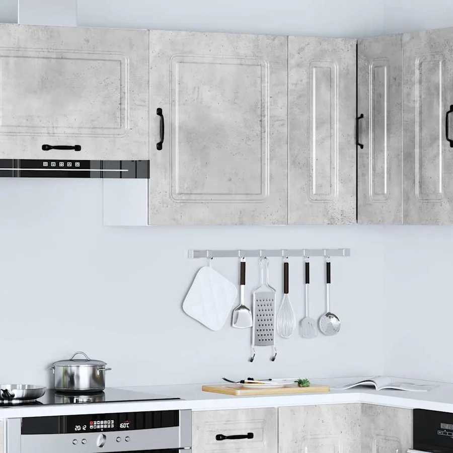 Armoire murale de cuisine Kalmar en bois d'ingénierie gris béton - 3