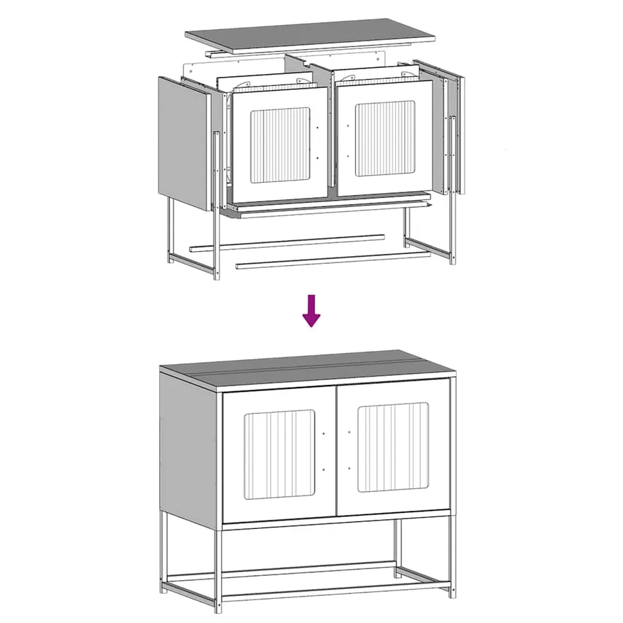 Meuble TV noir 68x39x60,5 cm acier laminé à froid - 11