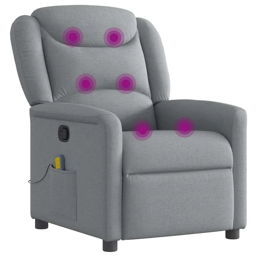 Fauteuil de massage inclinable Gris clair Tissu - 6