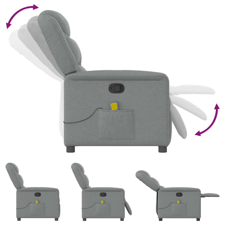 Fauteuil de massage inclinable Gris clair Tissu - 7