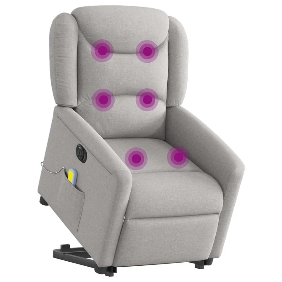 Fauteuil inclinable de massage électrique gris nuage tissu - 3