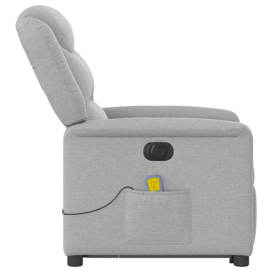 Fauteuil inclinable de massage électrique gris nuage tissu - 6