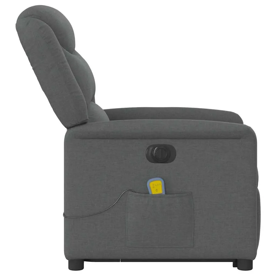 Fauteuil inclinable de massage électrique Gris foncé Tissu - 6