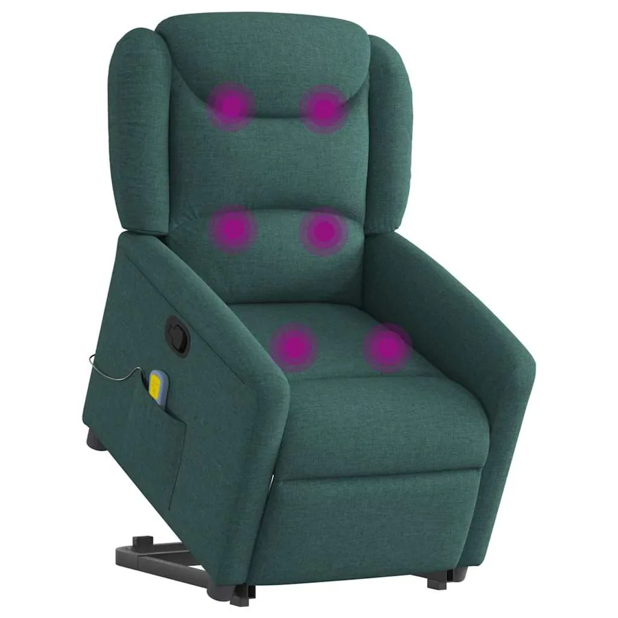 Fauteuil inclinable de massage Vert foncé Tissu - 3