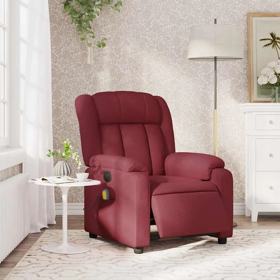 Fauteuil de massage inclinable électrique Rouge bordeaux Tissu - 14