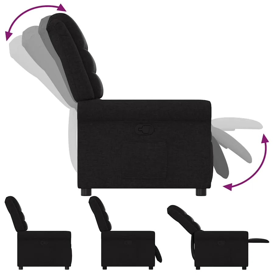 Fauteuil inclinable Noir Tissu - 6