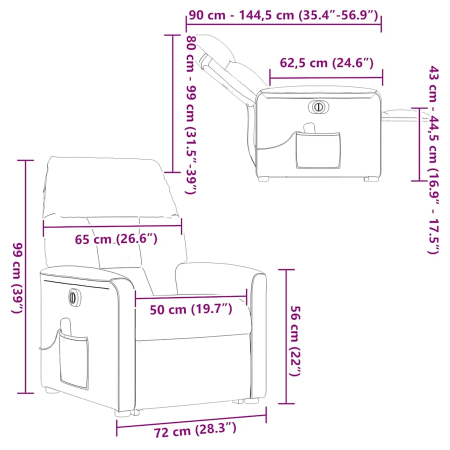 Fauteuil inclinable de massage électrique Marron Tissu - 17