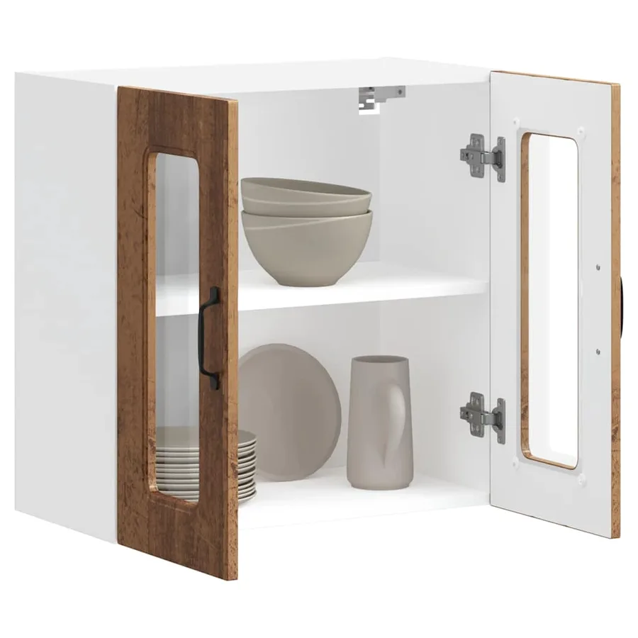 Armoire murale de cuisine avec porte vitrée "Kalmar" Bois d'ingénierie ancien - 5