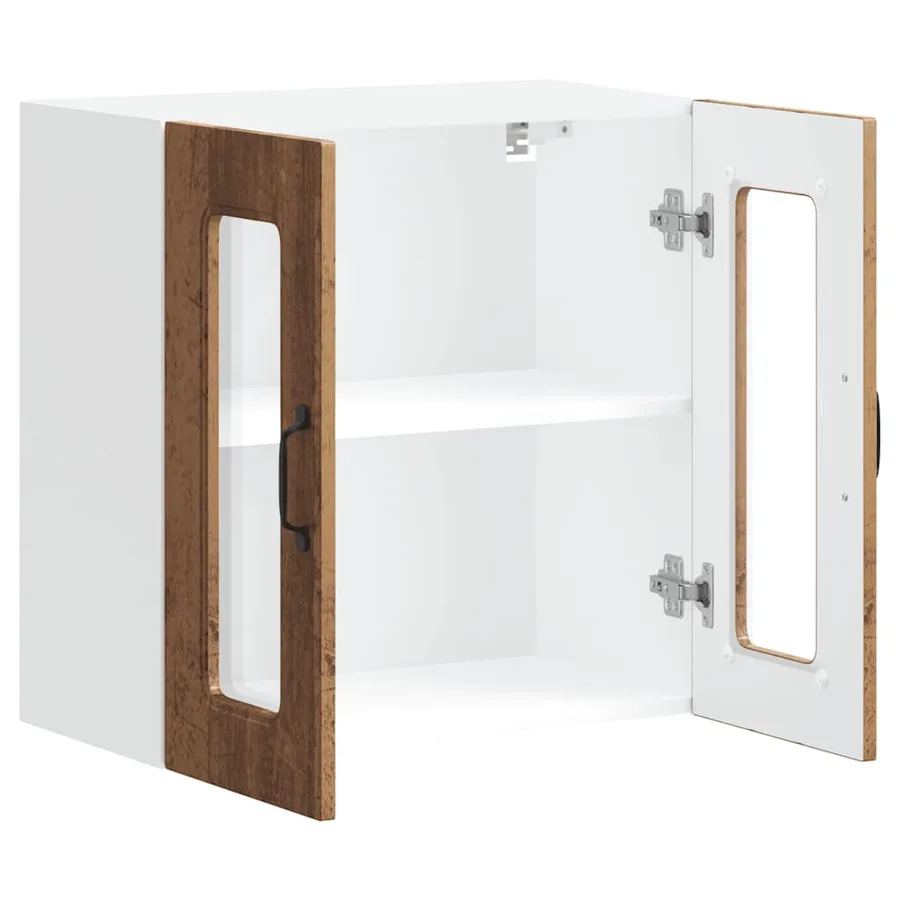 Armoire murale de cuisine avec porte vitrée "Kalmar" Bois d'ingénierie ancien - 6