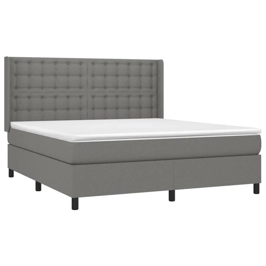 Sommier à lattes de lit matelas LED Gris foncé 160x200 cm Tissu - 4