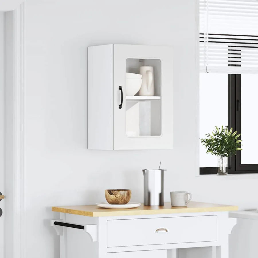 Armoire murale de cuisine avec porte en verre Kalmar blanc - 3