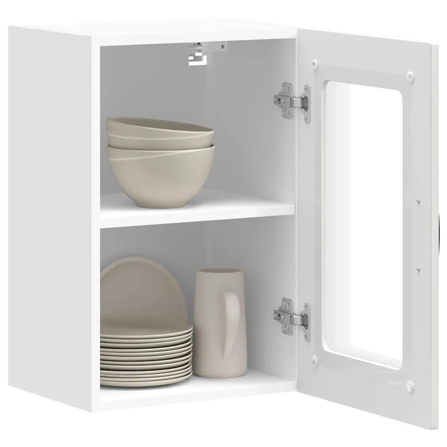 Armoire murale de cuisine avec porte en verre Kalmar blanc - 5