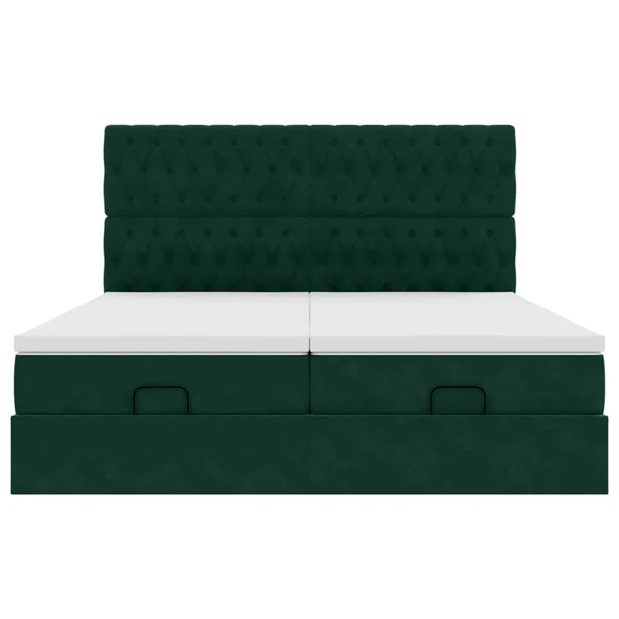 Cadre de lit ottoman avec matelas vert foncé 180x200cm velours - 6