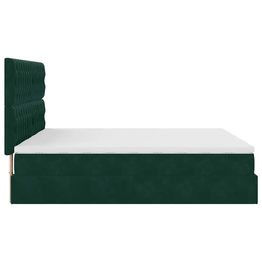 Cadre de lit ottoman avec matelas vert foncé 180x200cm velours - 7