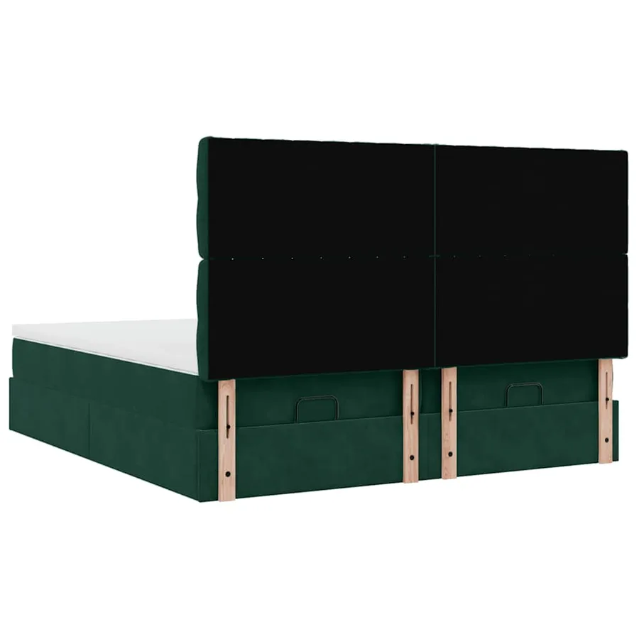Cadre de lit ottoman avec matelas vert foncé 180x200cm velours - 8