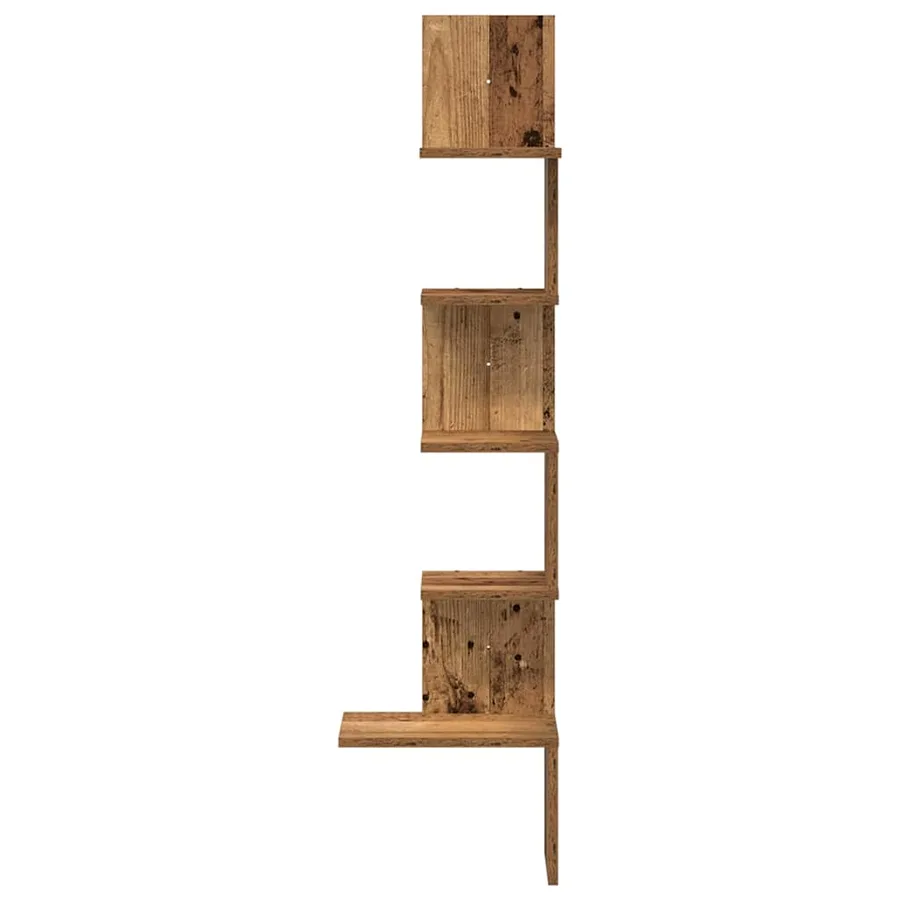 Étagère d'angle murale vieux bois 32x32x127,5cm bois ingénierie - 4