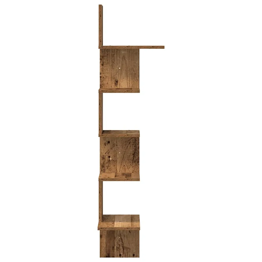 Étagère d'angle murale vieux bois 32x32x127,5cm bois ingénierie - 5
