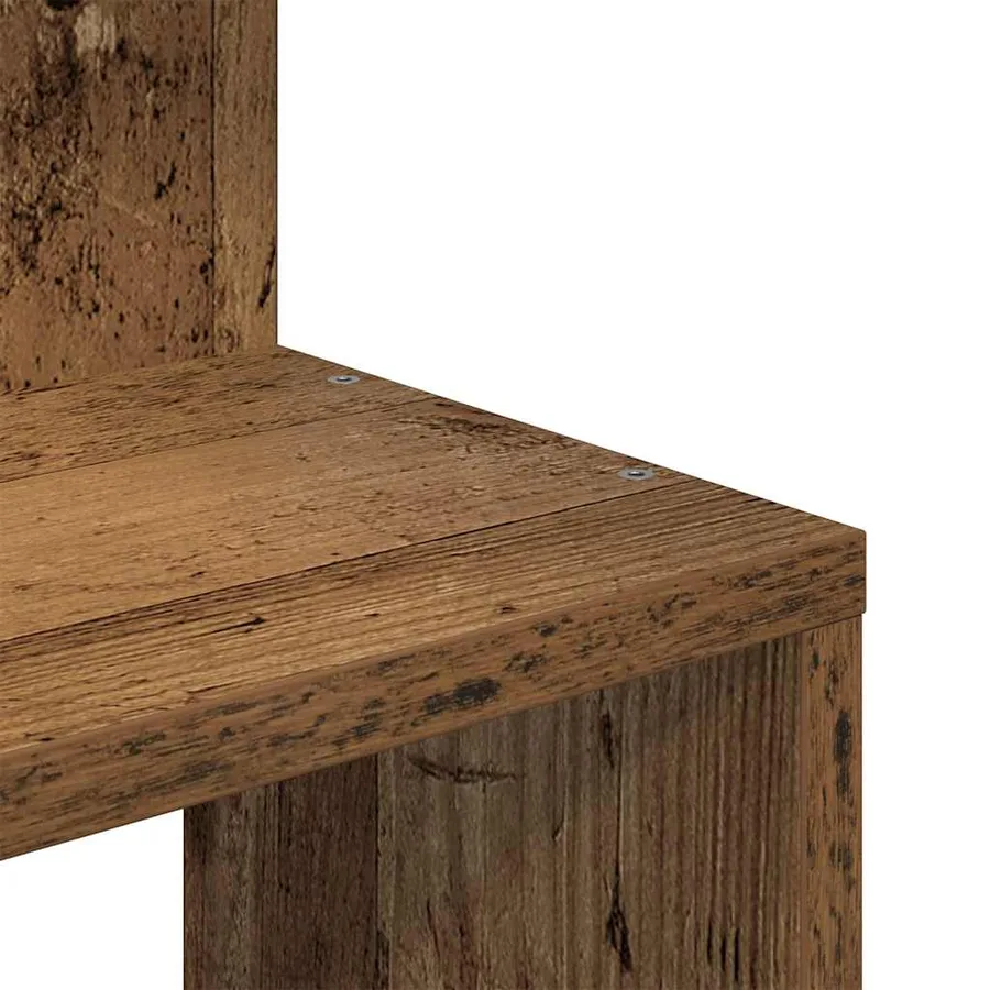 Étagère d'angle murale vieux bois 32x32x127,5cm bois ingénierie - 7
